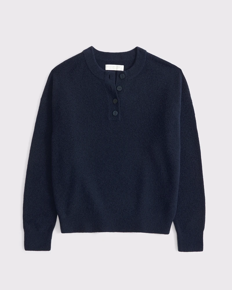 Merino Wool-Blend Henley Sweater