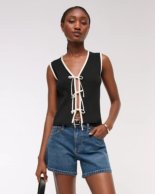 Tie-Front V-Neck Sweater Vest