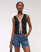 Tie-Front V-Neck Sweater Vest