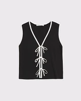 Tie-Front V-Neck Sweater Vest