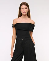Hardware Off-The-Shoulder Sweater Top