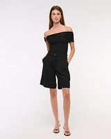 Hardware Off-The-Shoulder Sweater Top