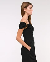 Hardware Off-The-Shoulder Sweater Top