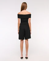 Hardware Off-The-Shoulder Sweater Top