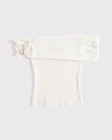 Off-The-Shoulder Hardware Sweater Top