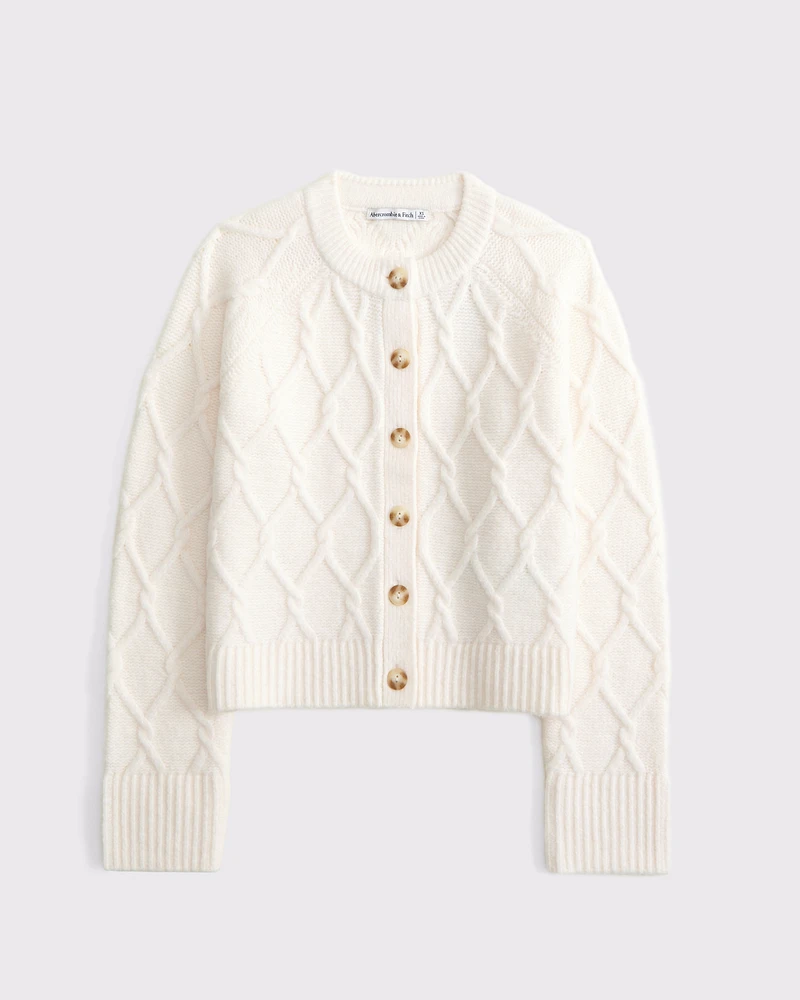Cable-Knit Crew Cardigan