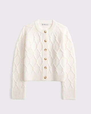 Cable-Knit Crew Cardigan
