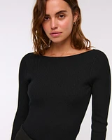Bra-Free Open-Back Sweater Bodysuit