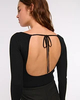 Bra-Free Open-Back Sweater Bodysuit