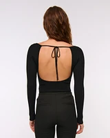 Bra-Free Open-Back Sweater Bodysuit