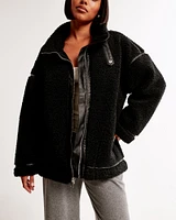 Contrast Trim Sherpa Aviator Jacket