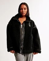 Contrast Trim Sherpa Aviator Jacket