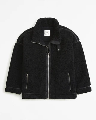 Contrast Trim Sherpa Aviator Jacket