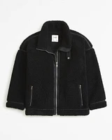 Contrast Trim Sherpa Aviator Jacket