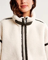 Contrast Trim Sherpa Aviator Jacket