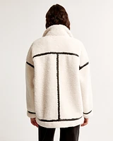 Contrast Trim Sherpa Aviator Jacket