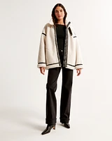 Contrast Trim Sherpa Aviator Jacket