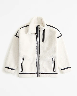 Contrast Trim Sherpa Aviator Jacket