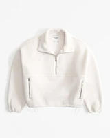 Vegan Leather Trim Sherpa Half-Zip