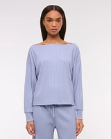 Long-Sleeve Lounge Wide Rib Slash Top