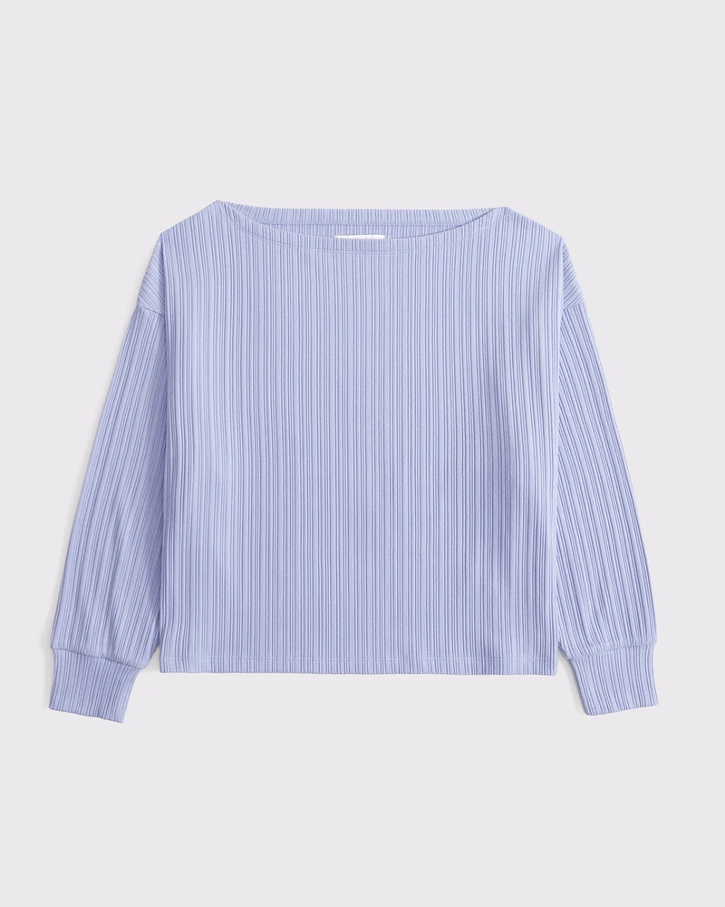 Long-Sleeve Lounge Wide Rib Slash Top