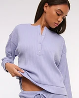 Lounge Wide Rib Henley Sweatshirt