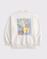 Beach Graphic Oversized Sunday Crew
