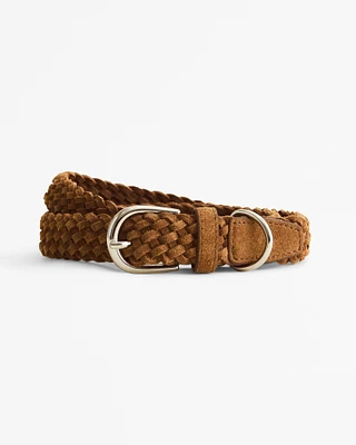 Braided Suede Circle Buckle Belt