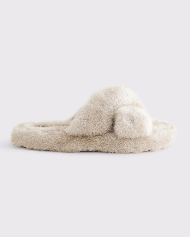 Faux Fur Criss-Cross Slippers