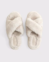 Faux Fur Criss-Cross Slippers