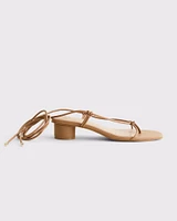 Strappy Lace-Up Block Heels