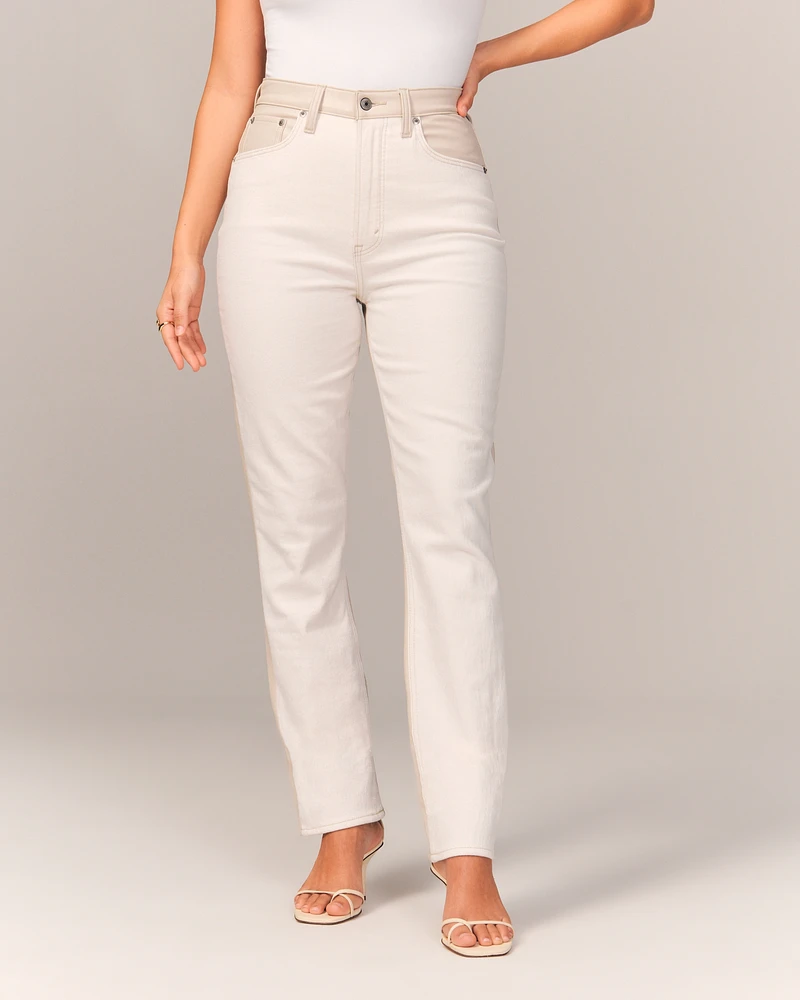 Mixed Fabric Curve Love Ultra High Rise 90s Slim Straight Jean