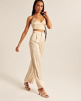 Tailored Satin Wide Leg Pant