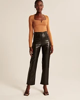 Vegan Leather Ankle Straight Pant