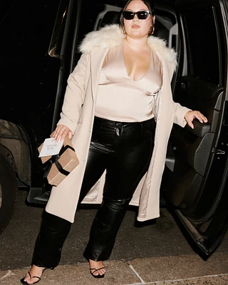 Curve Love Vegan Leather Slim Flare Pant
