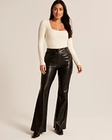Curve Love Vegan Leather Slim Flare Pant