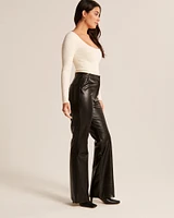 Curve Love Vegan Leather Slim Flare Pant