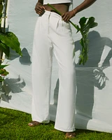 Linen-Blend Tailored Wide Leg Pant