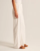 Linen-Blend Tailored Wide Leg Pant