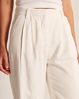 Linen-Blend Tailored Wide Leg Pant