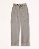 Belted Baggy Satin Cargo Pant