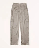 Belted Baggy Satin Cargo Pant