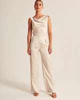 Satin Tailored Wide Leg Pant