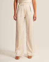 Satin Tailored Wide Leg Pant