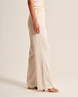 Satin Tailored Wide Leg Pant