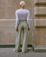 Cuffed Hem Tailored Wide Leg Pant