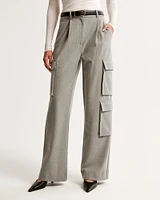 Brushed Suiting Tailored Cargo Wide Leg Pant