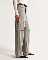 Brushed Suiting Tailored Cargo Wide Leg Pant