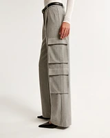 Brushed Suiting Tailored Cargo Wide Leg Pant