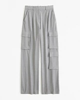 Brushed Suiting Tailored Cargo Wide Leg Pant